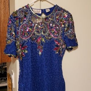 Beautiful, blue Laurence Kazar sequin dress